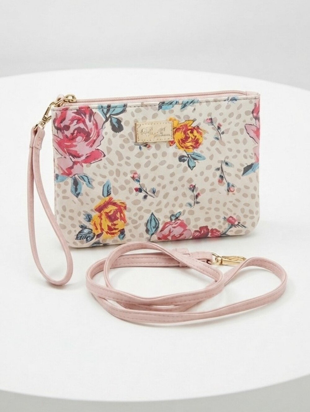Luv Betsey by Betsey Johnson Floral Leopard Print Crossbody Wristlet Convertible